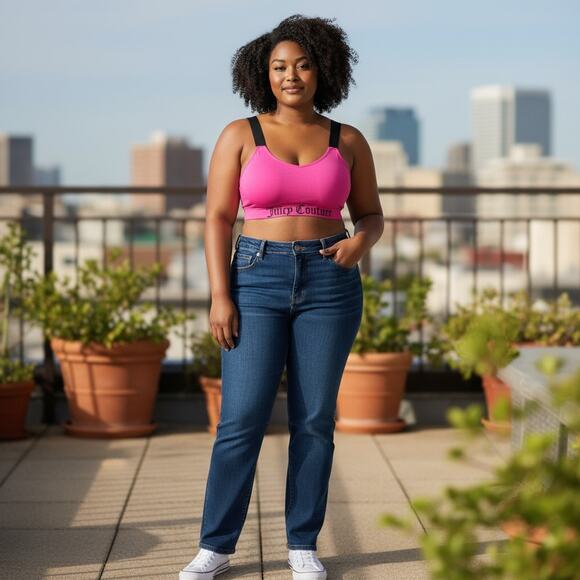 Juicy Couture Seamless Logo Bralette Plus Size 1X Hot Pink Bralette Sports Bra - Picture 5 of 5